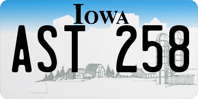 IA license plate AST258