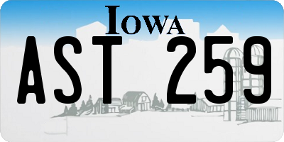 IA license plate AST259