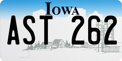 IA license plate AST262
