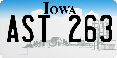 IA license plate AST263