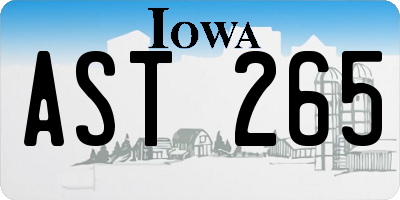 IA license plate AST265