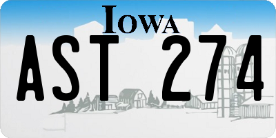 IA license plate AST274