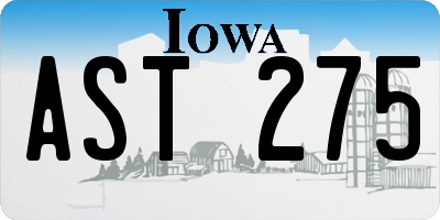 IA license plate AST275