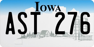 IA license plate AST276