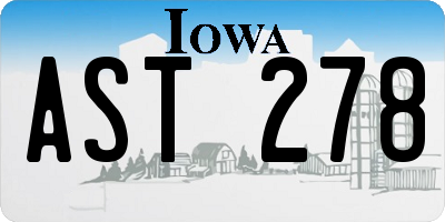 IA license plate AST278
