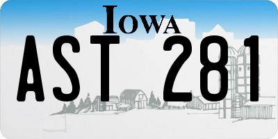 IA license plate AST281
