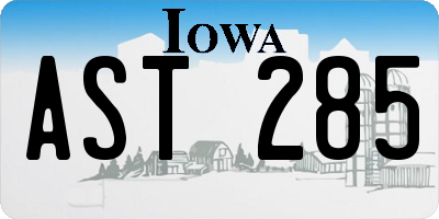 IA license plate AST285