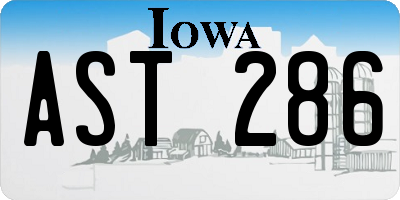 IA license plate AST286