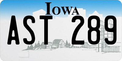 IA license plate AST289