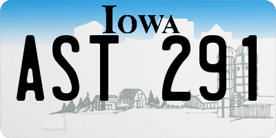 IA license plate AST291