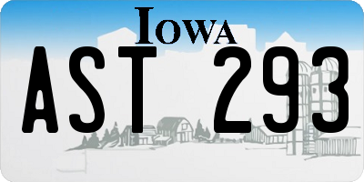 IA license plate AST293