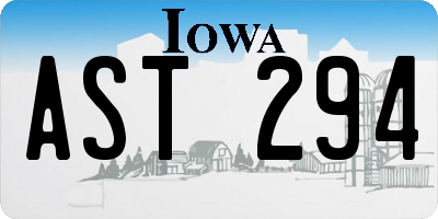 IA license plate AST294