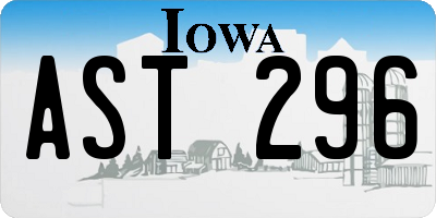 IA license plate AST296