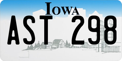 IA license plate AST298