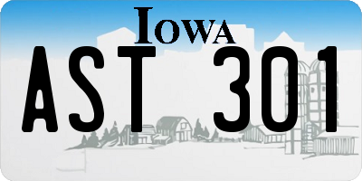 IA license plate AST301