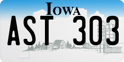 IA license plate AST303