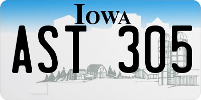 IA license plate AST305
