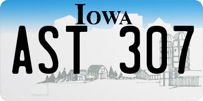 IA license plate AST307