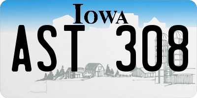 IA license plate AST308