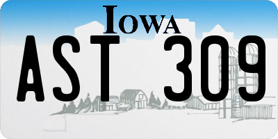 IA license plate AST309
