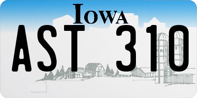 IA license plate AST310