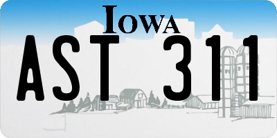 IA license plate AST311