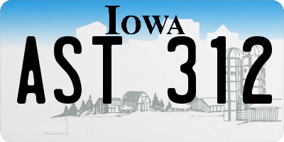 IA license plate AST312