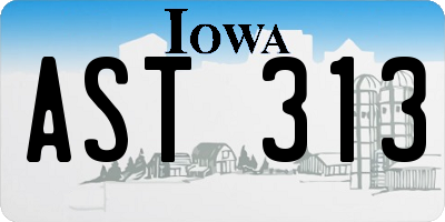 IA license plate AST313