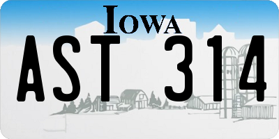 IA license plate AST314