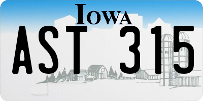 IA license plate AST315