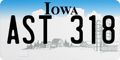 IA license plate AST318