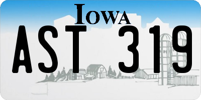 IA license plate AST319