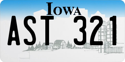 IA license plate AST321