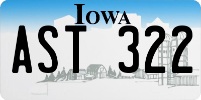 IA license plate AST322