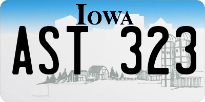 IA license plate AST323