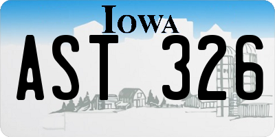 IA license plate AST326