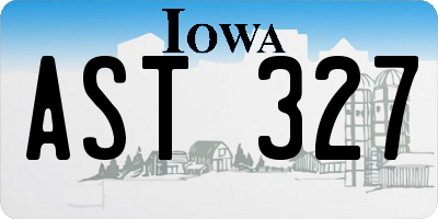 IA license plate AST327