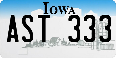 IA license plate AST333