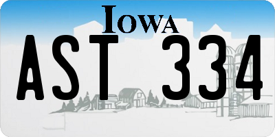 IA license plate AST334