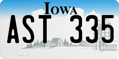 IA license plate AST335