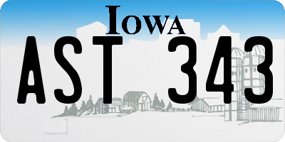 IA license plate AST343