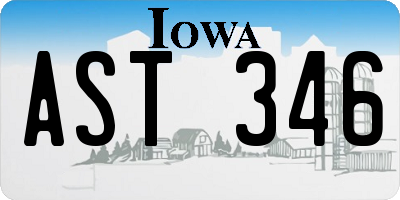 IA license plate AST346