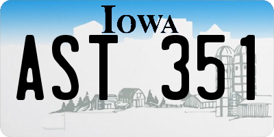 IA license plate AST351