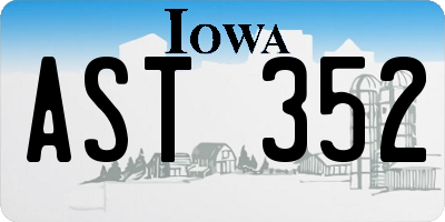 IA license plate AST352