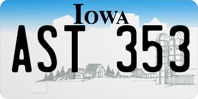 IA license plate AST353