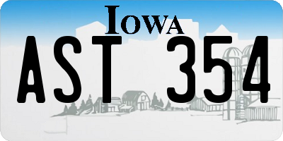 IA license plate AST354