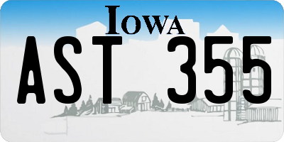 IA license plate AST355