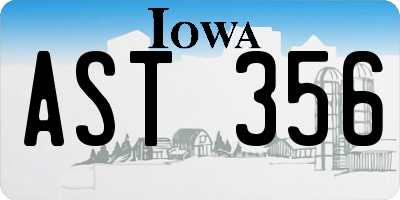 IA license plate AST356