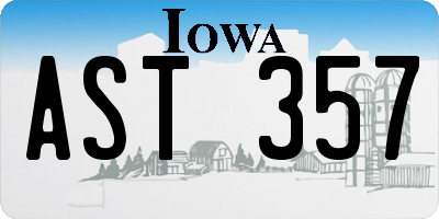 IA license plate AST357