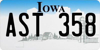 IA license plate AST358